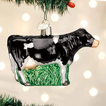 Black Dairy Cow Old World Christmas Ornament