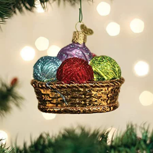 Basket Of Yarn Old World Christmas Ornament