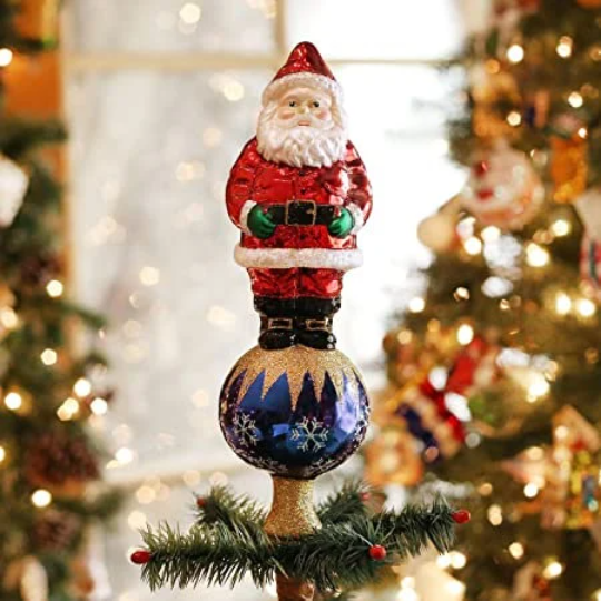 Santa Glass Old World Christmas Tree Topper