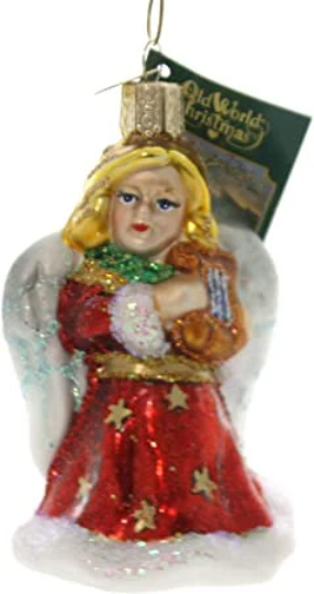 Red Angel Lyre Old World Christmas Ornament