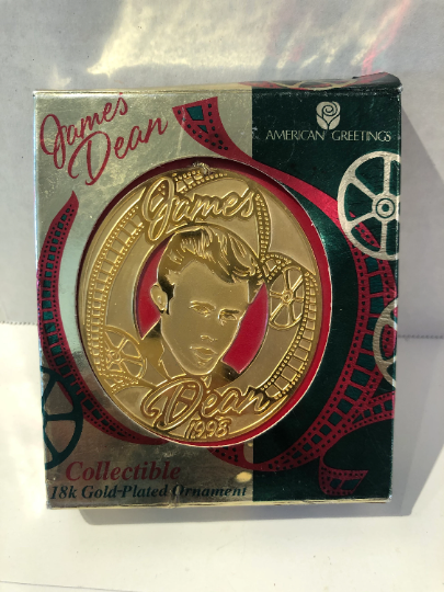 Vintage 1998 James Dean 18k Gold Plated Christmas Ornament