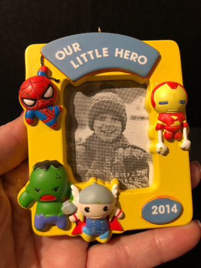 "Our Little Hero" Picture Frame Christmas Ornament