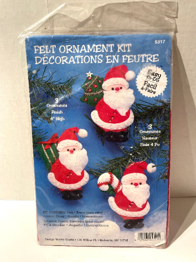 Vintage DIY Felt Christmas Santa Ornament Kit