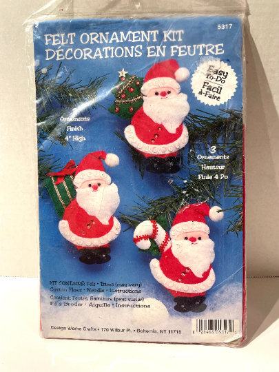 Vintage DIY Felt Christmas Santa Ornament Kit