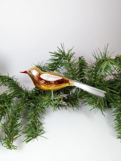 Golden Bird Clip Retired Old World Christmas Ornament