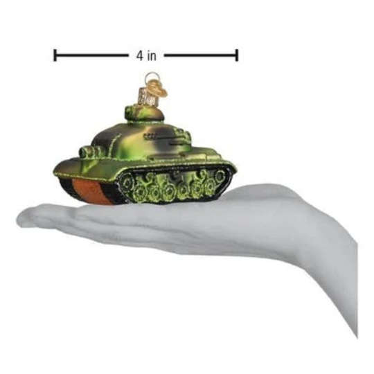 Military Tank Ornament Old World Christmas Glass Ornament