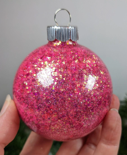 Hot Pink Glass Christmas Ornaments