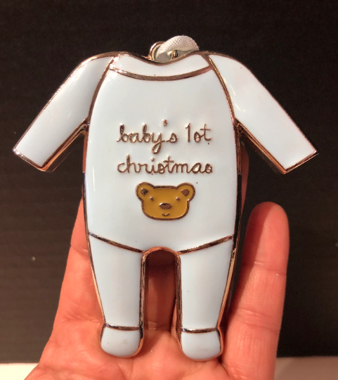 2016 Baby's First Christmas Blue Enamel Onesie Ornament