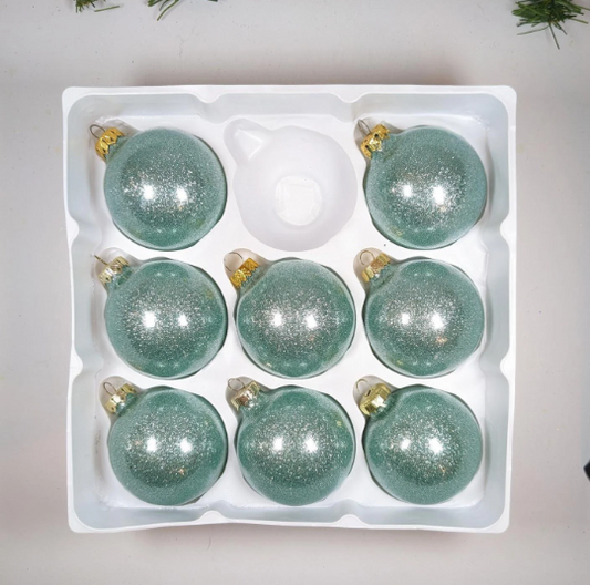 Seafoam Glass Christmas Ornaments