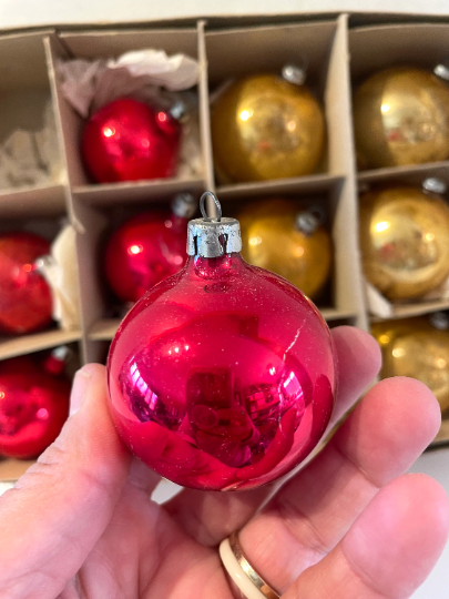 Vintage Red and Gold Christmas Ornaments