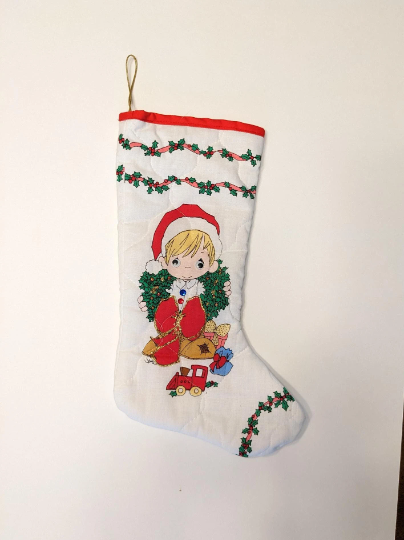 Quilted Precious Moments Christmas Stocking