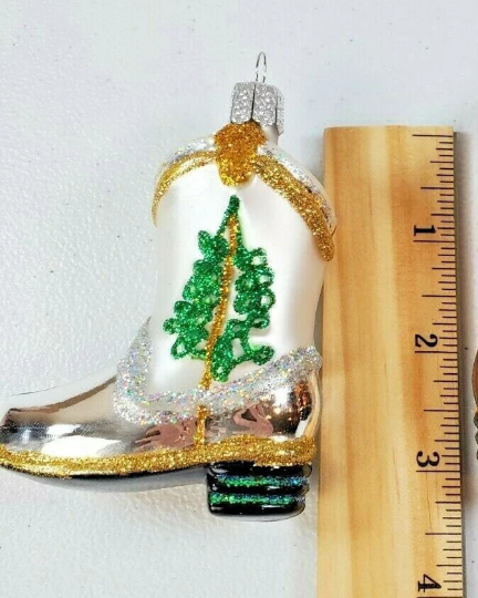 White Cowboy Boot Retired Old World Christmas Ornament