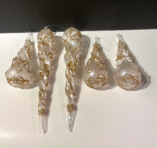 Vintage Hand Blown Icicle Christmas Ornaments