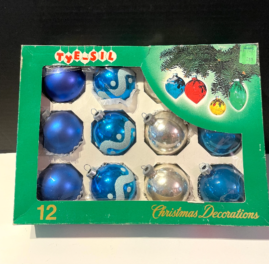 Vintage Blue Christmas Ornaments