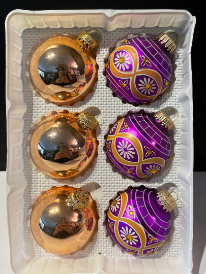 Vintage Purple and Gold Christmas Ornaments
