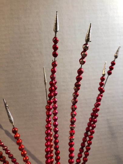 Vintage Red Glass Christmas Ornament Spray Picks
