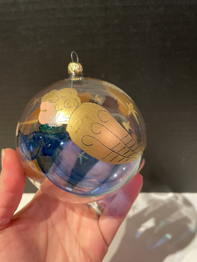 Vintage 1997 Hand Painted Angel Christmas Ornament Made in Italy
