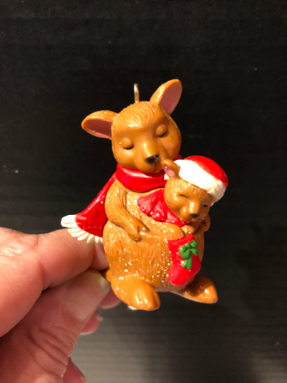 Vintage Avon Kangaroo and Joey Christmas Ornament