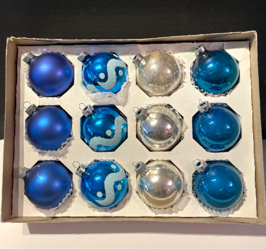 Vintage Blue Christmas Ornaments