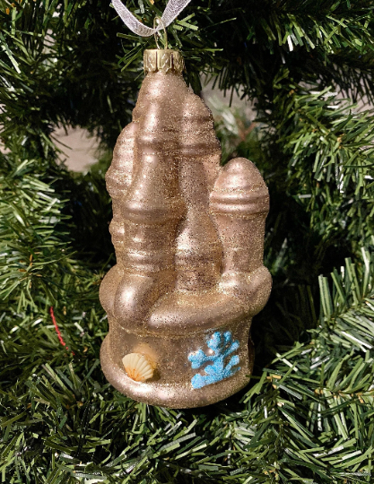 Sandcastle Glass Christmas Ornament