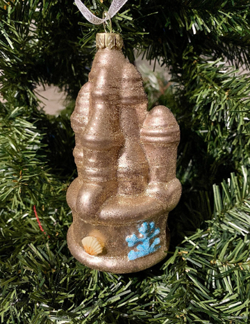 Sandcastle Glass Christmas Ornament