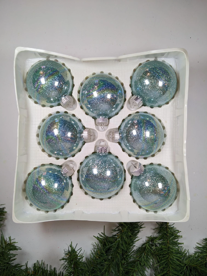 Seafoam Iridescent Christmas Ornaments