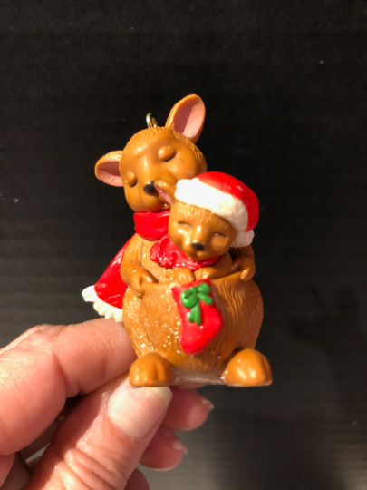 Vintage Avon Kangaroo and Joey Christmas Ornament