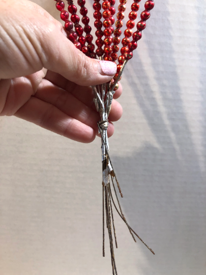 Vintage Red Glass Christmas Ornament Spray Picks