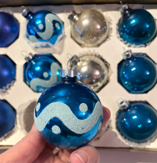 Vintage Blue Christmas Ornaments