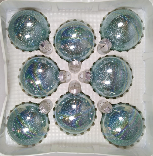 Seafoam Iridescent Christmas Ornaments