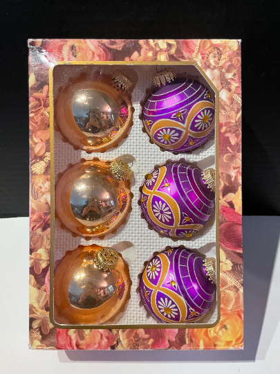 Vintage Purple and Gold Christmas Ornaments