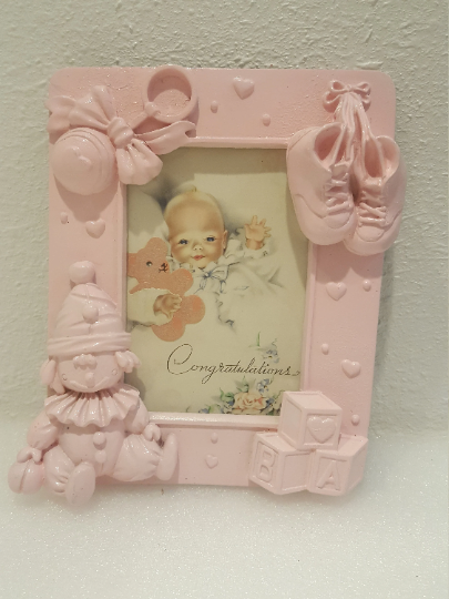 Vintage Pink Baby Picture Frame Nursery Decor