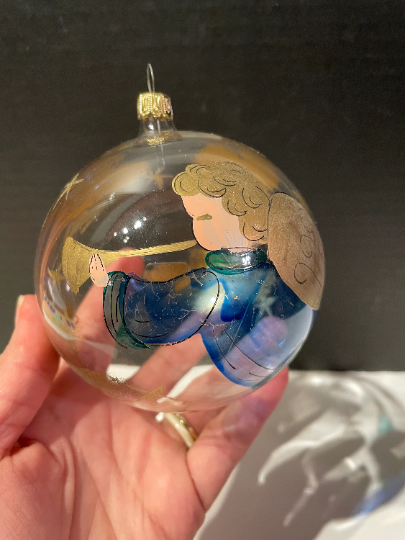 Vintage 1997 Hand Painted Angel Christmas Ornament Made in Italy