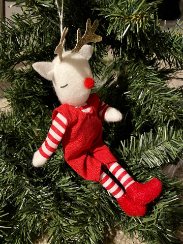 Reindeer Felt Stuffed Animal Christmas Ornament