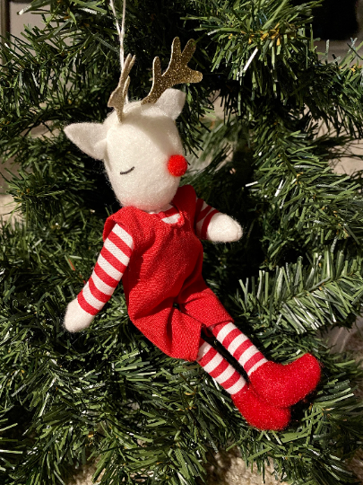 Reindeer Felt Stuffed Animal Christmas Ornament