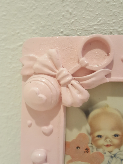 Vintage Pink Baby Picture Frame Nursery Decor