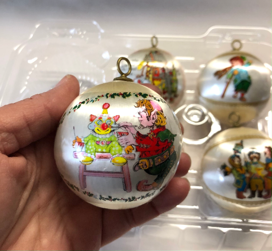 Vintage Nursery Rhyme Satin Christmas Ornaments