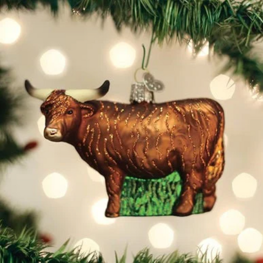 Highland Cow Old World Christmas Glass Ornament