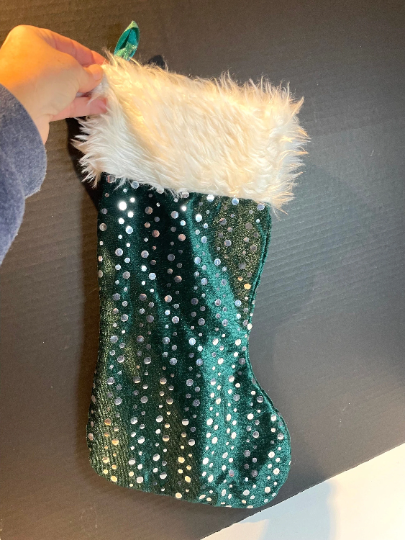 Green Polka Dot Christmas Stocking