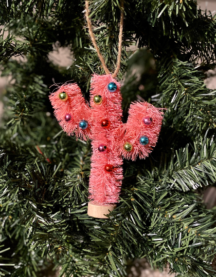 Pink Cactus Christmas Ornament