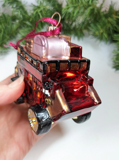 NIB Wells Fargo Blown Glass Stagecoach Christmas Ornament