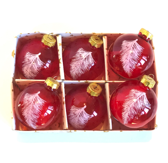 Vintage Red Feather Christmas Ornaments