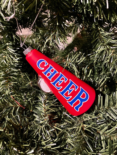 Cheer Megaphone Glass Christmas Ornament