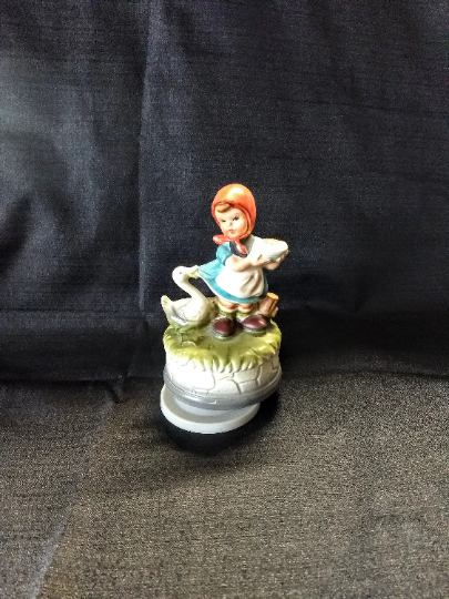 Vintage Himark Girl with Goose Music Box