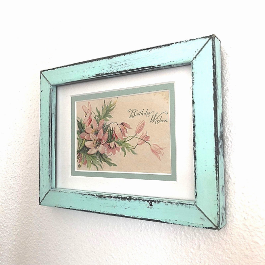 Vintage Framed 1907 Birthday Wishes Card