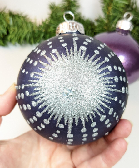 Large Purple Glass Christmas Ornaments