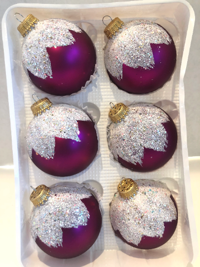 Vintage Krebs Garnet Pink Snowcapped Christmas Ornaments