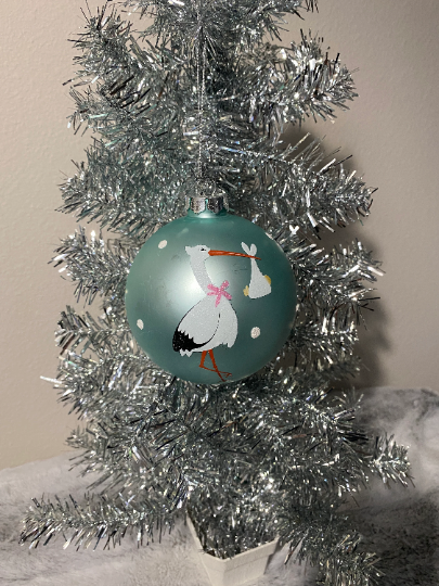 Baby Boy Stork Delivery Ornament