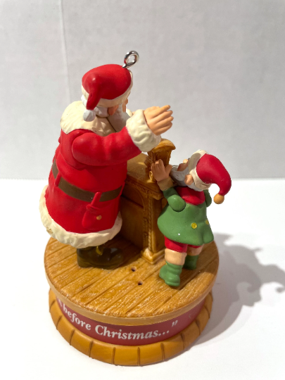 Santa with Elf Toy Maker Motion Christmas Ornament