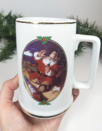 Vintage 1996 Coca Cola Christmas Mugs / Season's Greetings Santa Mugs
